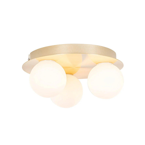 QAZQA Cederic badkamer plafondlamp - 23x23x10.3cm - 3 lichts - rond - messing (goud) SW1187240
