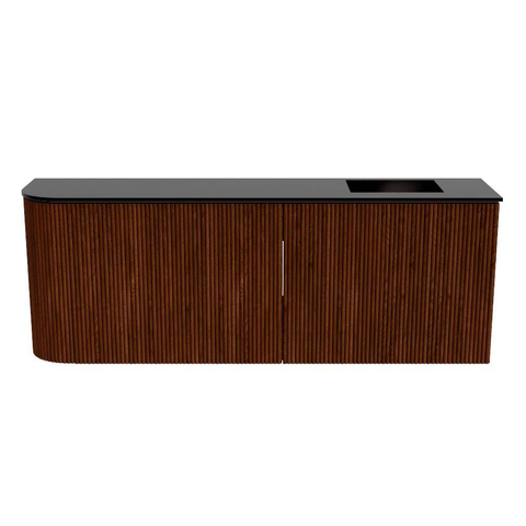 Mondiaz JOYA 111.6cm meuble de salle de bains - arrondi gauche couleur Ruby - Vasque FAYE position Droite Sans trou de robinet couleur Urban SW1421883