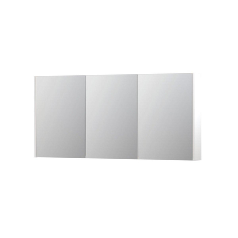 INK SPK2 Spiegelkast - 160x14x74cm - 3 deuren - dubbelzijdige Spiegel - schakelaar en stopcontact - MDF lak wit mat SW440145