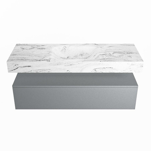 MONDIAZ ALAN - DLUX Badkamermeubelset - 130cm - onderkast - Plata - 1 lade - vrijhangende wastafel - wasbak midden - 1 kraangat - Glace SW806142