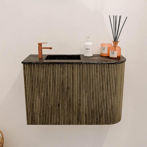 Mondiaz JOYA-DLUX 61.6cm toiletmeubel - ronding rechts kleur Dusk - Wastafel FAYE positie Links 1 kraangat kleur Lava. SW1423245