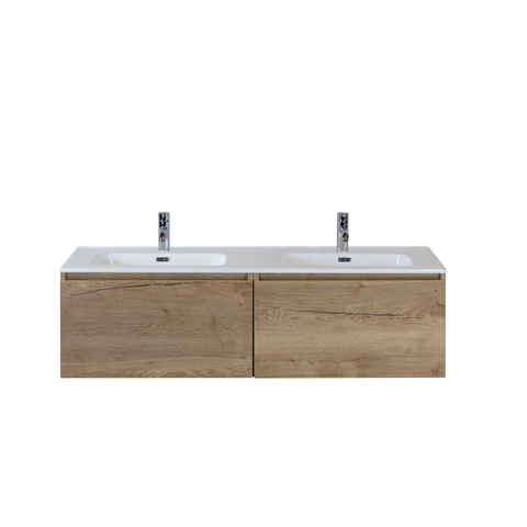 H&R Badmeubelen Cover Wastafel - 141x46.5x1.8cm - 2 kraangaten - 2 wasbakken - keramiek wit SW533037
