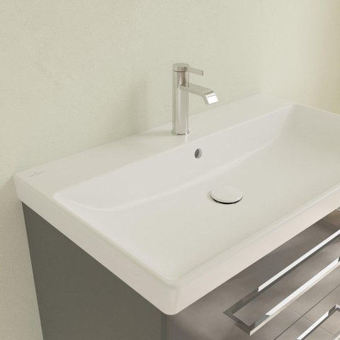 Villeroy & Boch Avento meubelwastafel - 80x47cm - met kraangat - met overloop ceramic plus - Stone White (mat wit) SW448405
