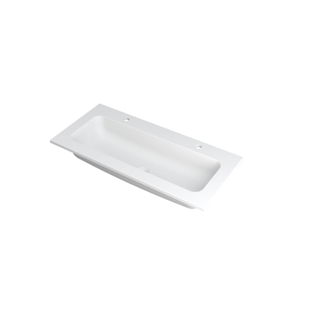 Ink faktor lavabo 100x1.5x45cm 2 trous pour robinet 1 évier polystone blanc mat SW207262