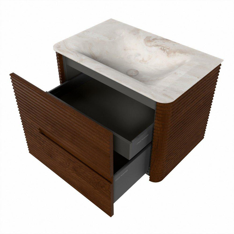 Mondiaz CIRO-DLUX Ensemble de meubles de salle de bains - 70x45x50cm - Vasque solid surface Frappe - 1 lavabo au milieu - 1 trou de robinet - 2 tiroirs - Ruby SW1531286
