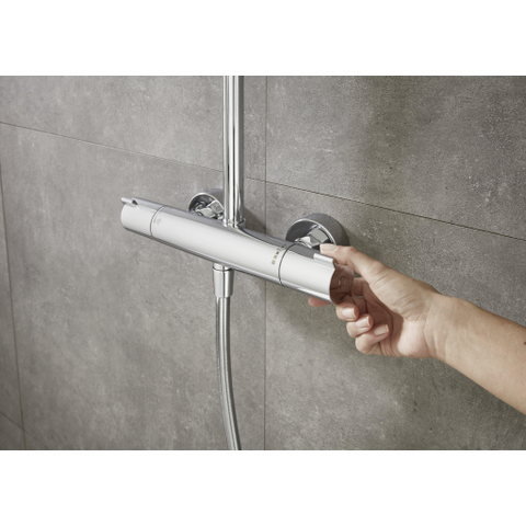 Hansgrohe Crometta e 240 - 1jet - showerpipe: - met Ecostat - 1001 CL douchekraan thermostatischHOH=15cm - met E - 24 - thermostaat - hoogglans chroom SW73205