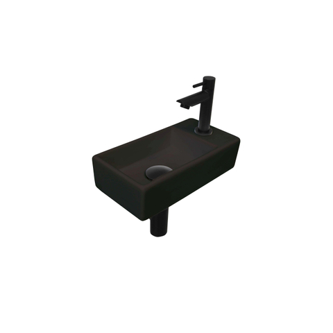 Ink Versus pack lave-mains – 36 x 18 x 9 cm – porcelaine noir mat – perçage à droite – robinet noir mat SW493369