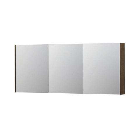 INK SPK2 Spiegelkast - 180x14x74cm - 3 deuren - dubbelzijdige Spiegel - schakelaar en stopcontact - MDF Fineer Chocolate SW439852