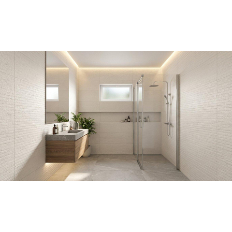 ÉCHANTILLON Terravito Elzino Carrelage murale - 50x120cm - rectifié - Aspect pierre naturelle - White mat (blanc) SW1221641