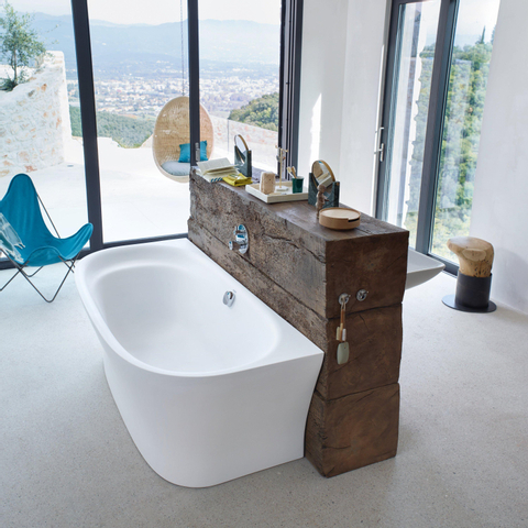 Duravit Cape cod Kunststof bad acryl - back-to-wall - 190x90x64cm - met aangevormd paneel - glans wit 0300898