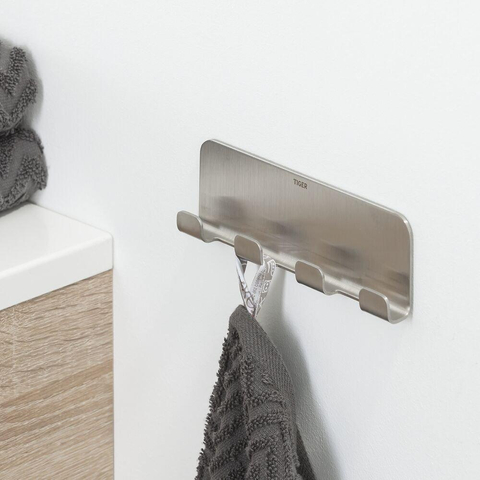 Tiger Colar Handdoekhaak - 4 haken - zelfklevend - geborsteld RVS SW106809