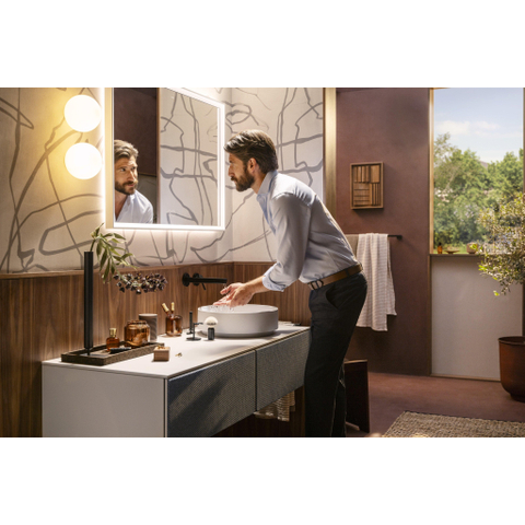 Hansgrohe Finoris 1 greeps wastafelkraan - inbouw - voorsprong 228 mm - met afvoerplug - mat zwart SW651252