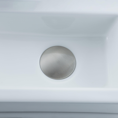QeramiQ Fuente pack lave-mains – 37,5 x 18,5 x 9 cm – céramique blanc brillant – perçage à gauche – robinet inox brossé SW1232743