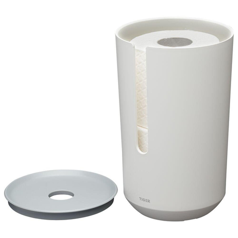 Tiger Tess Porte-rouleau de réserve avec couvercle autoportant Blanc Gris clair SW877641