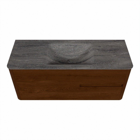 Mondiaz CIRO-DLUX Meuble de salle de bains - 120x45x50cm - Plan-vasque Solid surface Oza - 1 lavabo au milieu - 1 trou de robinet - 2 tiroirs - Ruby SW1532088