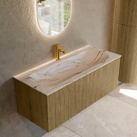 MONDIAZ KURVE-DLUX Meuble de salle de bains 110cm couleur Dusk avec 1 tiroir et 0 porte. Lavabo BIG MEDIUM Central 1 trou de robinet Nata. SW1432390