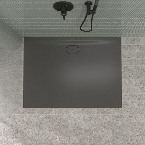 Villeroy & Boch Ecora douchebak - 140x100x3.5cm - afvoer lange zijde - anthracite (antraciet) SW1558951