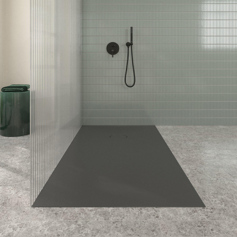 Villeroy & Boch Ecora douchebak - 160x90x4.5cm - afvoer korte zijde - anthracite (antraciet) SW1559008