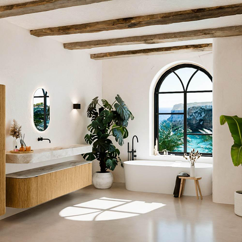 MONDIAZ THOR-DLUX 200cm meuble de salle de bains arrondi gauche + droite couleur Chêne avec 2 tiroirs et 2 portes. Vasque suspendue CLOUD Milieu sans trou de robinet couleur Frappe. SW1466945