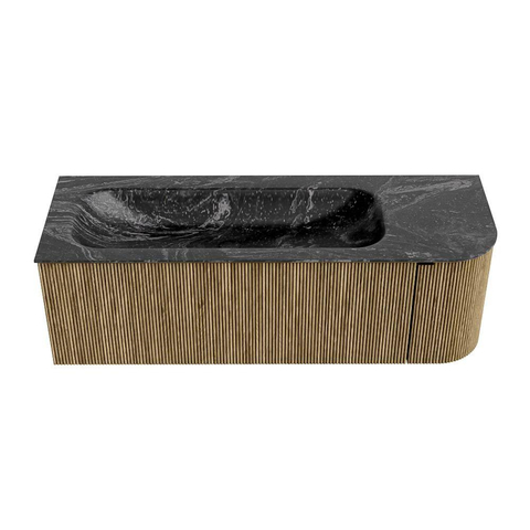 Mondiaz KURVE-DLUX Ensemble de meuble de salle de bains - 135x46x40cm - 1 tiroir - 1 porte - vasque solid surface - gauche - sans trou de robinet - Dusk SW1415273