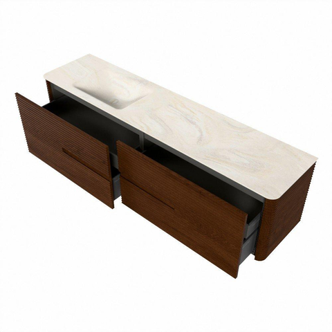 Mondiaz CIRO-DLUX Meuble de salle de bains - 190x45x50cm - Plan-vasque en solid surface Ostra - 1 vasque à gauche - 1 trou de robinetterie - 4 tiroirs - Ruby SW1531867