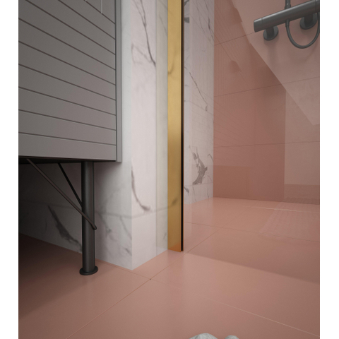 Adema Dawn Douche à l'italienne - 90x200cm - profilé mural - barre de stabilisation - verre clair - or mat SW1443562
