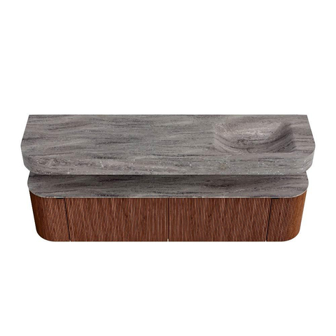 MONDIAZ THOR-DLUX 180cm meuble de salle de bains arrondi gauche + droite couleur Ruby avec 2 tiroirs et 2 portes. Vasque suspendue CLOUD Droite 1 trou de robinet couleur Oza. SW1466322