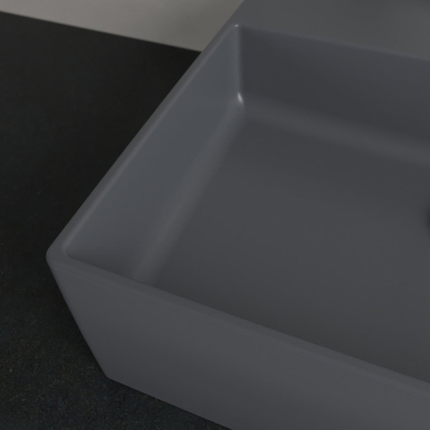 Villeroy & Boch memento 2.0 opzetwastafel - 50x42cm - 1 kraangat - met overloop CeramicPlus - Graphite (mat grijs) SW479728