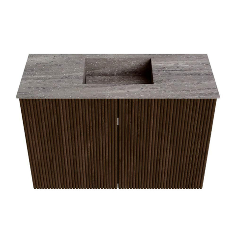 Mondiaz JOYA-DLUX 60cm toiletmeubel - kleur Walnut - Wastafel FAYE positie Midden Zonder kraangat kleur Oza. SW1424558