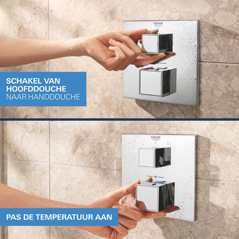 Grohe QuickFix Precision SmartControl Doucheset - 2 uitgangen - Vitalio Rain Mono 310 Cube hoofddouche - Vitalio Joy Cube Stick handdouche - 1 straalsoort - doucheslang 150cm - chroom SW1120183