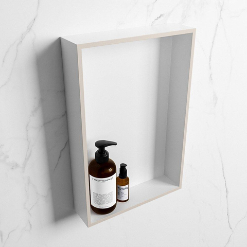 Mondiaz Easy nis 29.5x44.5x8cm voor Inbouw/opbouw 1 open vak Solid surface Talc/Linen SW643650