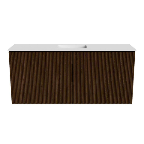 Mondiaz JOYA 90cm meuble de salle de bains - couleur Walnut - Vasque FAYE position Milieu 1 trou de robinet couleur Talc. SW1421255