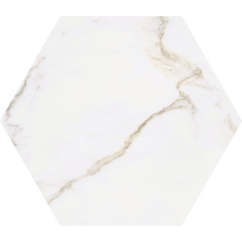 ÉCHANTILLON Terravito Tovaro carreau mural et de sol - 15x17cm - 9mm - Hexagone - Aspect marbre - Blanc mat SW735647