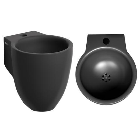 Clou Flush lave-mains - 27x31.5x28cm - ovale - trou robinet centre - sans trop-plein - noir mat SW9360
