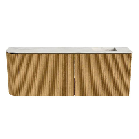 Mondiaz JOYA-DLUX 111.6cm toiletmeubel - ronding links kleur Oak - Wastafel FAYE positie Rechts 1 kraangat kleur Ostra. SW1422221