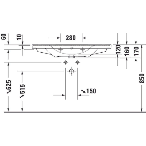 Duravit D-neo Wastafel - met waskom midden - zonder kraangat - met overloop - 100.5x48cm - met wondergliss - wit SW640555