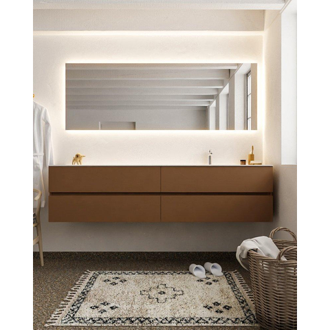 MONDIAZ VICA Ensemble de meuble salle de bain - 200cm - 4 tiroirs - lavabo Cloud à droite - 1 trou de robinet - solid surface rouille SW411255