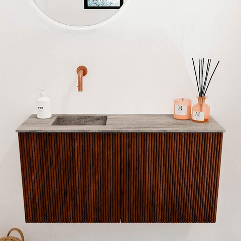 Mondiaz JOYA-DLUX Meuble de salle de bains 80cm - couleur Ruby - Vasque FAYE position Gauche Sans trou de robinet couleur Oza SW1425510
