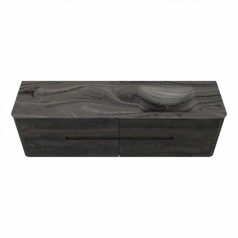 Mondiaz CIRO-DLUX Meuble de salle de bains - 170x45x50cm - Plan vasque Solid surface Sombra - 1 lavabo à droite - sans trous de robinetterie - 4 tiroirs - Shadow SW1532796