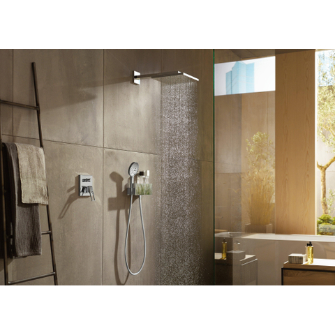 Hansgrohe Raindance e Square - hoofddouche E300 - 1jet - met douchearm 39cm - 30x30cm - hoogglans chroom SW157192
