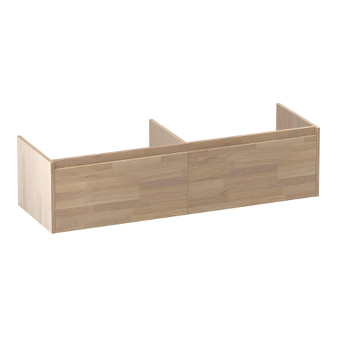 BRAUER Embrace meuble sous-lavabo - 139x35x45.5cm - 2 tiroirs à fermeture douce - sans poignées - 2 découpes pour siphon - chêne massif - chêne abouté gris SW722140