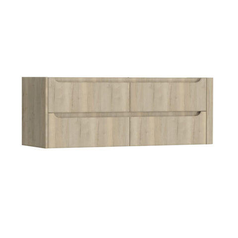 H&R Badmeubelen Juice Meuble sous vasque - 140x45x50cm - angle droit arrondi - 4 tiroirs - poignée intégrée - chêne français SW1490195