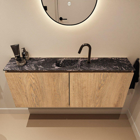 MONDIAZ TURE-DLUX Meuble de toilettes 120 cm Chêne lavé. Lavabo EDEN Lava position milieu. Avec 1 trou de robinet. SW1104107
