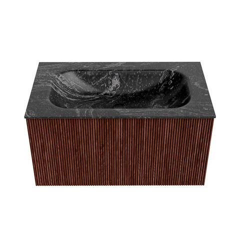 Mondiaz KURVE-DLUX Badkamermeubelset - 80x46x40cm - 1 lade - wastafel solid surface - midden - zonder kraangat - Ruby SW1416029