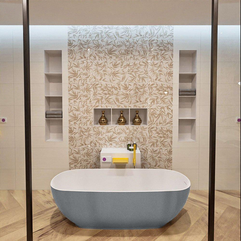 MONDIAZ ROCK Baignoire îlot - 170x70cm - couleur Plata / Talc SW1015106