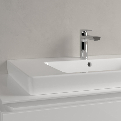 Villeroy & Boch Subway 2.0 meubelwastafel - geslepen - 80x47cm - met kraangat - met overloop CeramicPlus - White Alpine (glans wit) 1025017