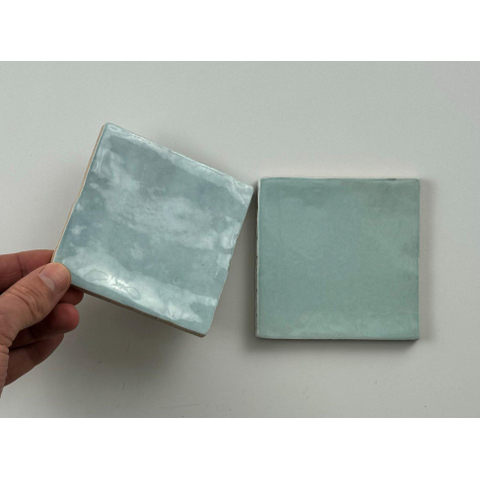 ÉCHANTILLON Terravito Mellina Carrelage mural en céramique - 10x10cm - 8mm - Bleu clair SW1474992