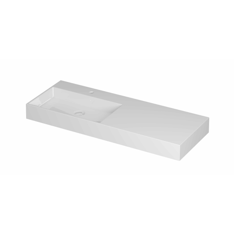 INK United lavabo - 120x45x11cm porcelaine gauche avec 1 trou de robinet incl. bonde clic-clac en porcelaine et système de trop-plein dissimulé - blanc brillant SW956080