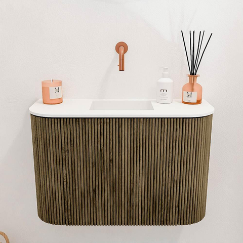 Mondiaz JOYA 63.2cm toiletmeubel - ronding links en rechts kleur Dusk - Wastafel FAYE positie Midden Zonder kraangat kleur Talc. SW1421606