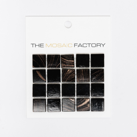 ÉCHANTILLON The Mosaic Factory Amsterdam carreau mosaïque 2x2x0.4cm pour mur et sol pour intérieur et extérieur carré Verre Noir / Or Mix SW861888